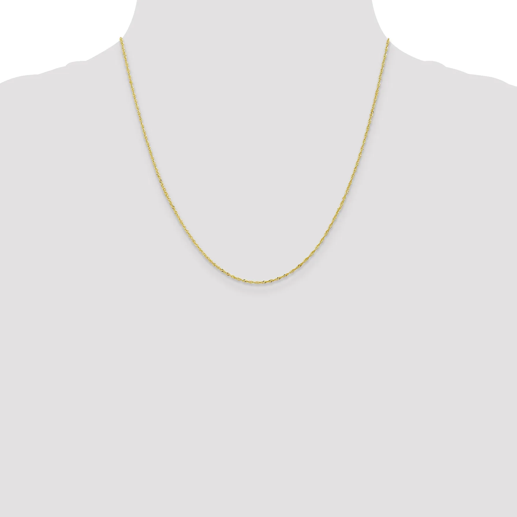 10K Gold Polished Singapore Chain Necklace with Lifetime Warranty