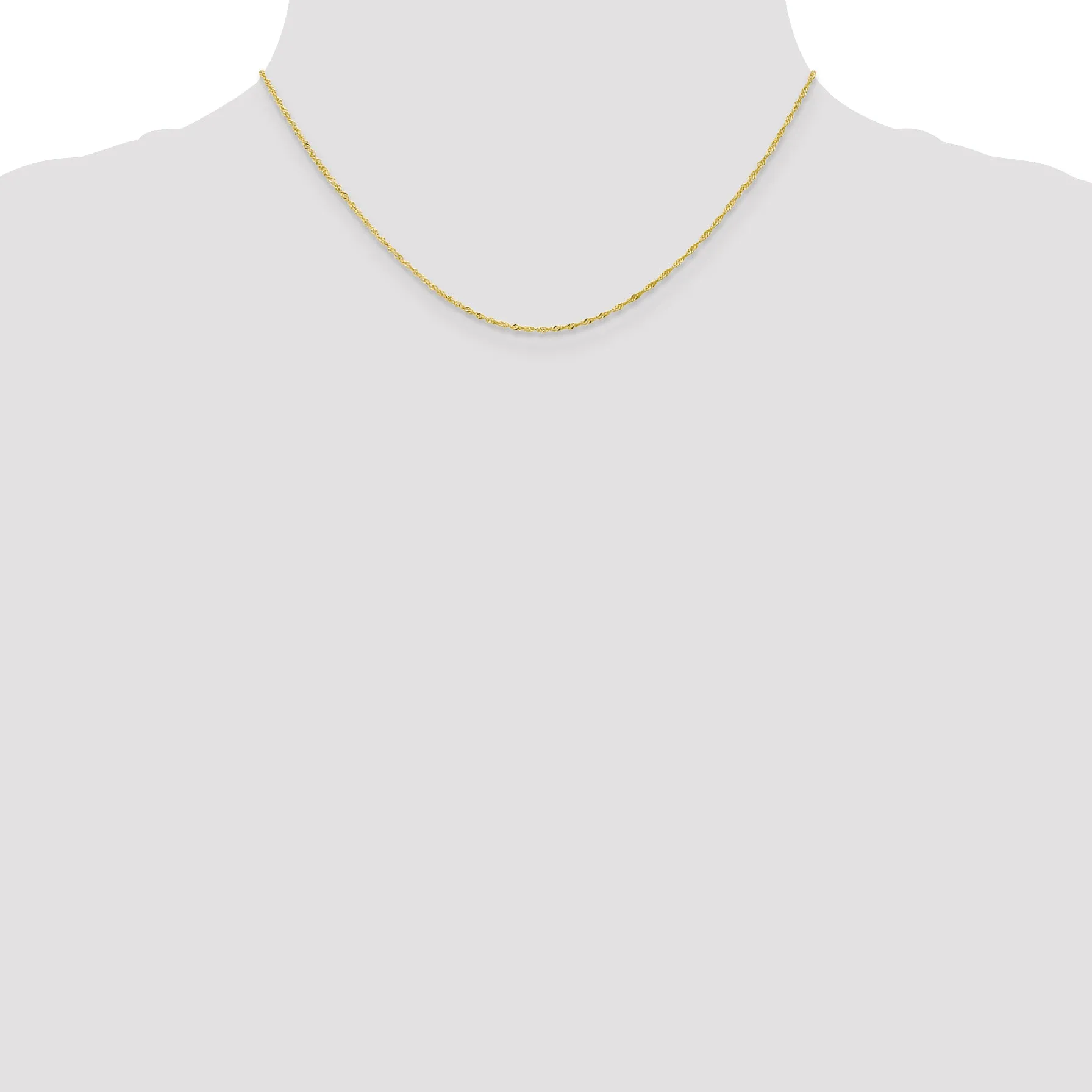 10K Gold Polished Singapore Chain Necklace with Lifetime Warranty
