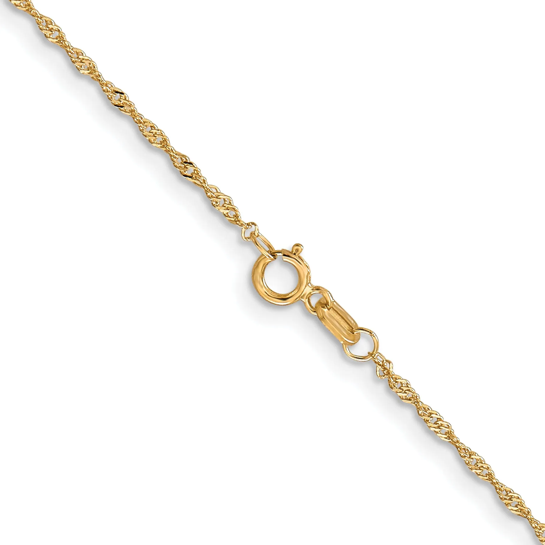 10K Gold Polished Singapore Chain Necklace with Lifetime Warranty
