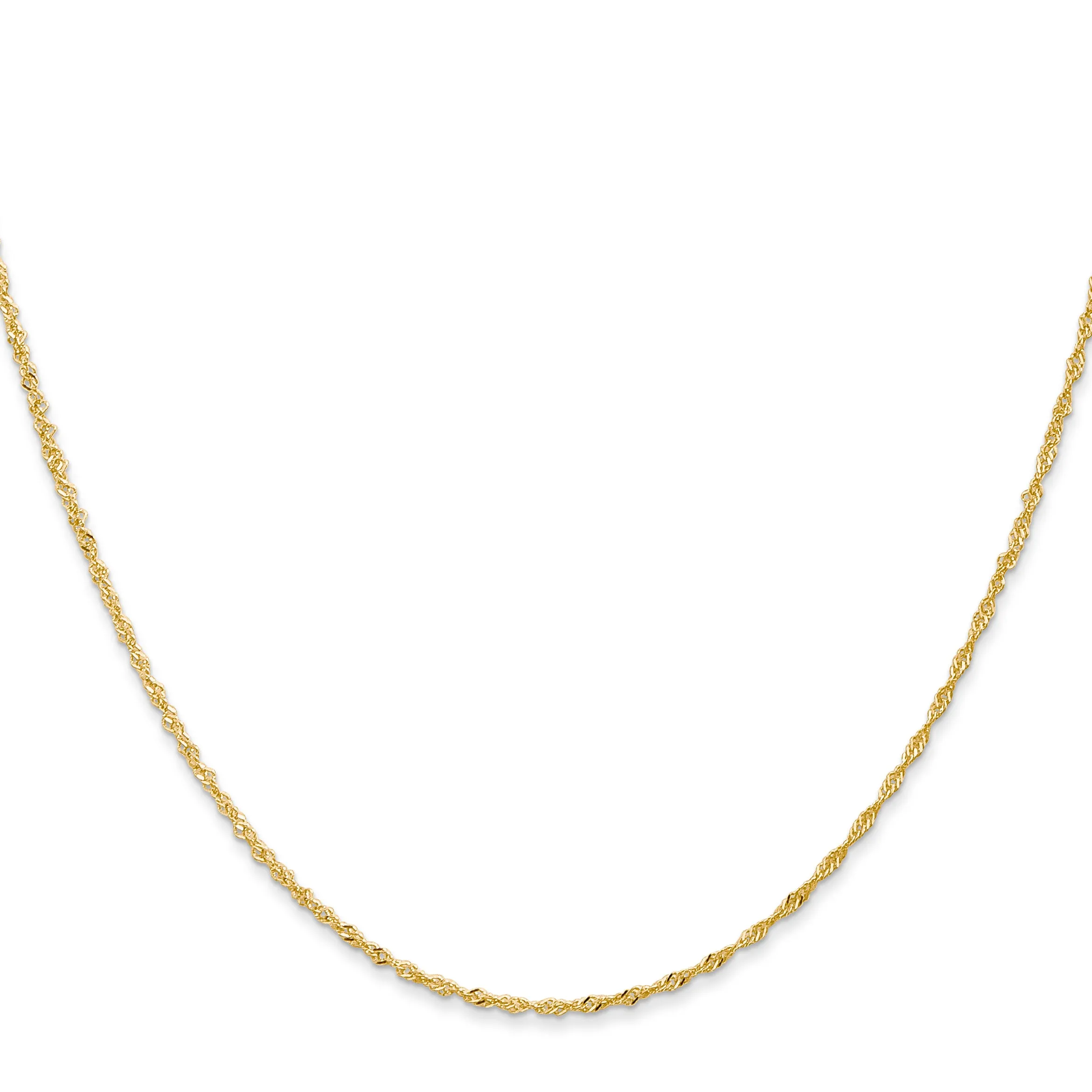 10K Gold Polished Singapore Chain Necklace with Lifetime Warranty