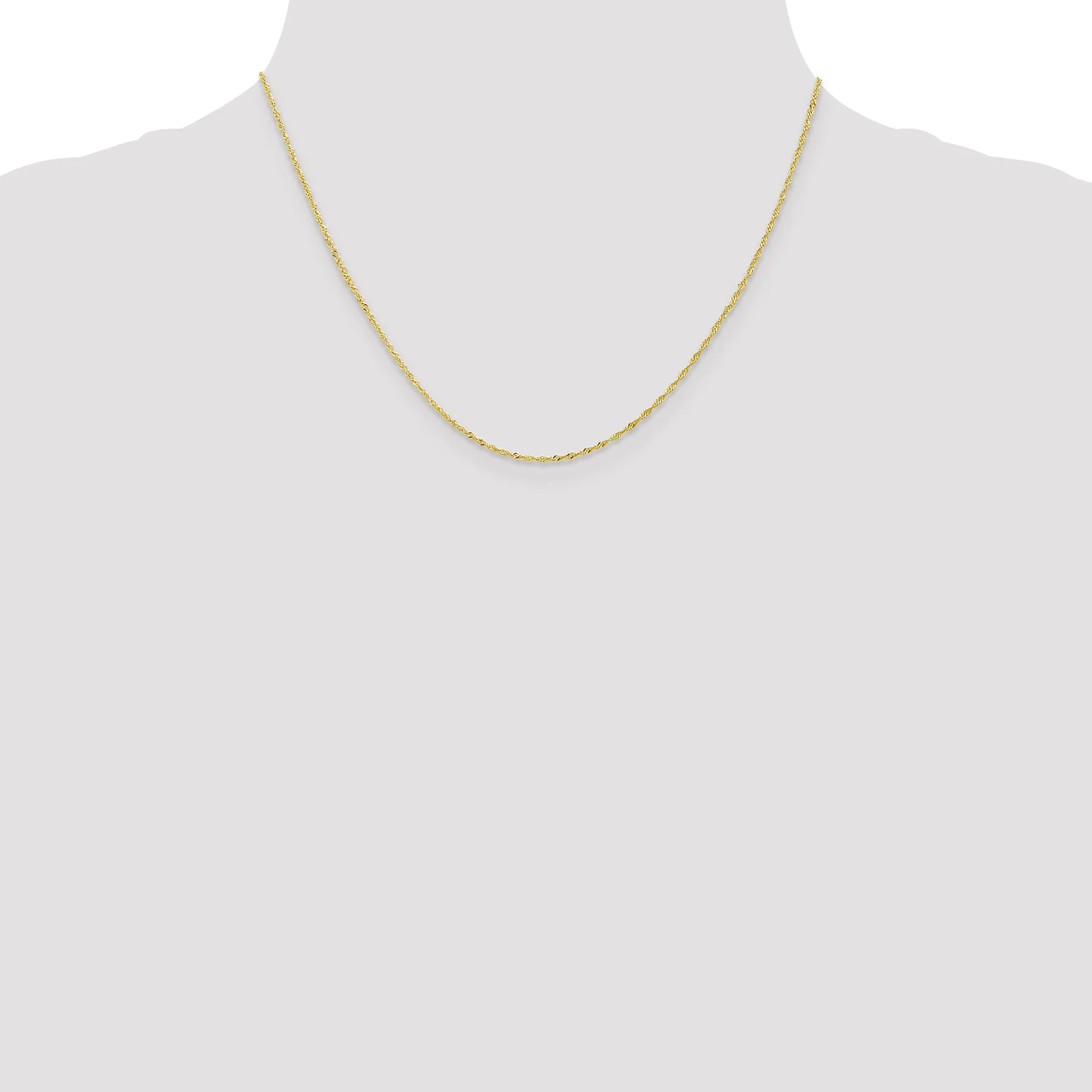 10K Gold Polished Singapore Chain Necklace with Lifetime Warranty