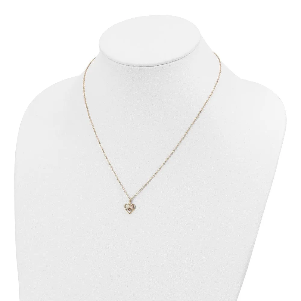 10k Tri-Color Black Hills Gold Heart Garnet Necklace-10BH723-18
