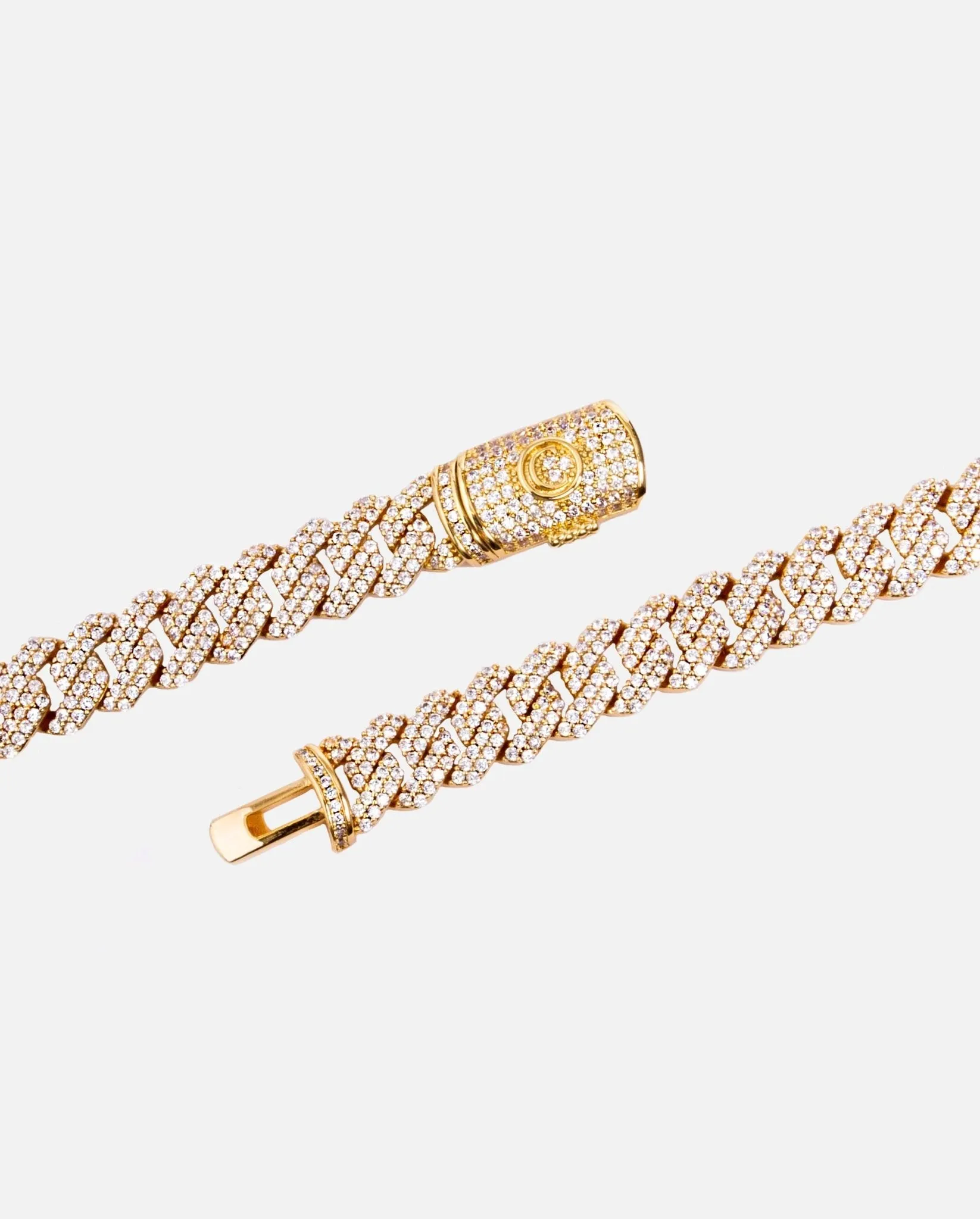 10mm Iced Prong Link Chain - Gold