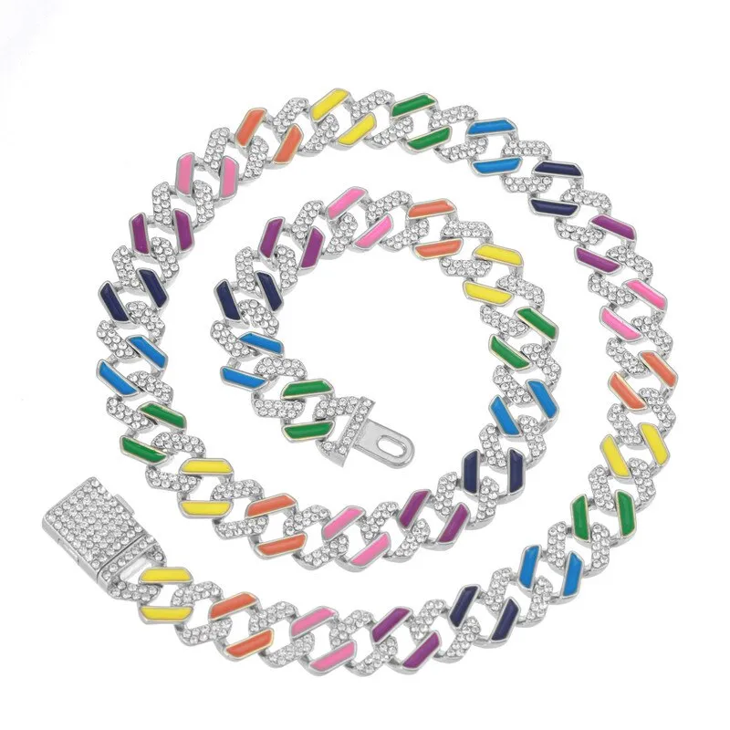 12MM Hip Hop Colorful Necklace Women Jewelry