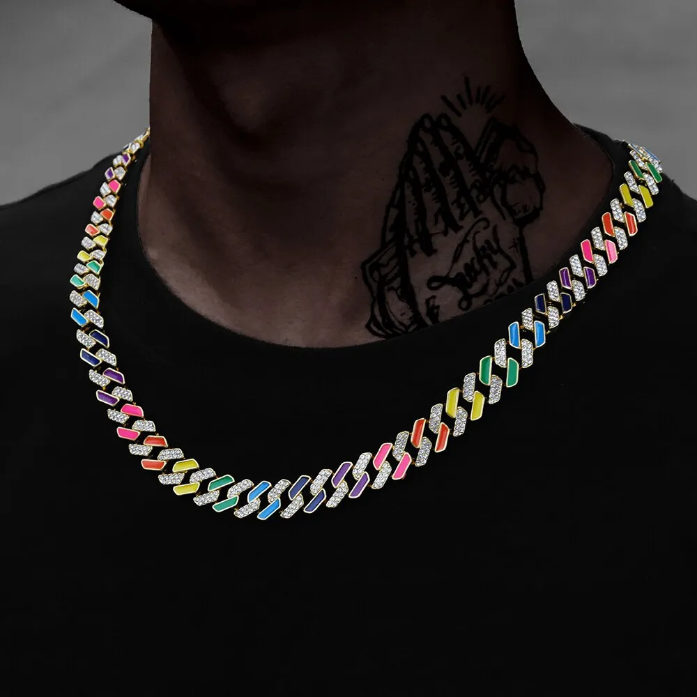 12MM Hip Hop Colorful Necklace Women Jewelry