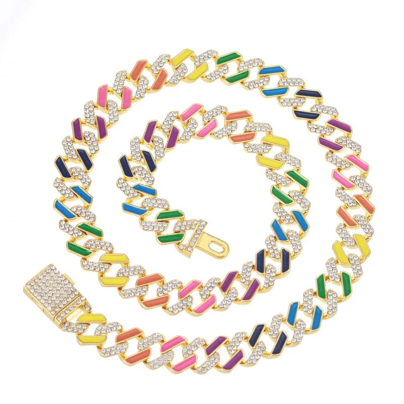 12MM Hip Hop Colorful Necklace Women Jewelry