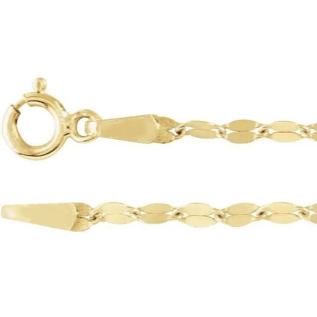 14K Yellow 1.9 mm Keyhole Chain Link Bracelet Necklace