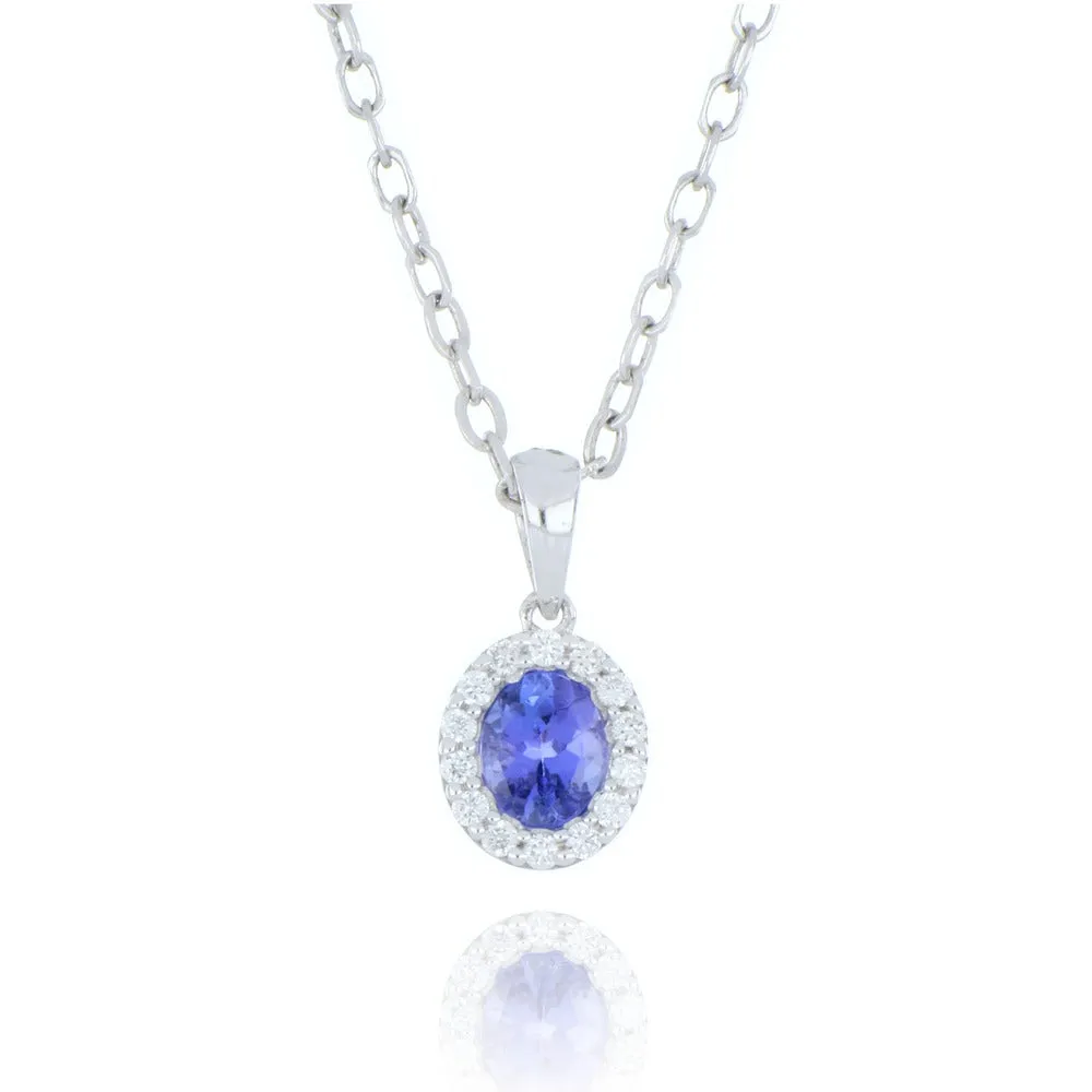18ct White Gold 0.33ct Tanzanite and Diamond Necklace