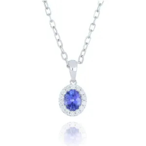 18ct White Gold 0.33ct Tanzanite and Diamond Necklace