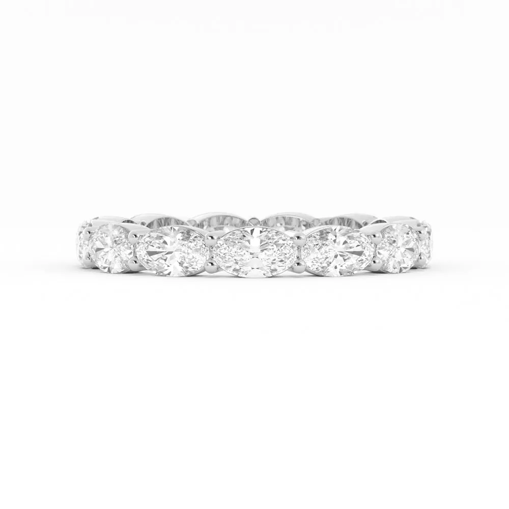18K White Gold Natural Diamond Oval Eternity 2.67mm Wedding Band