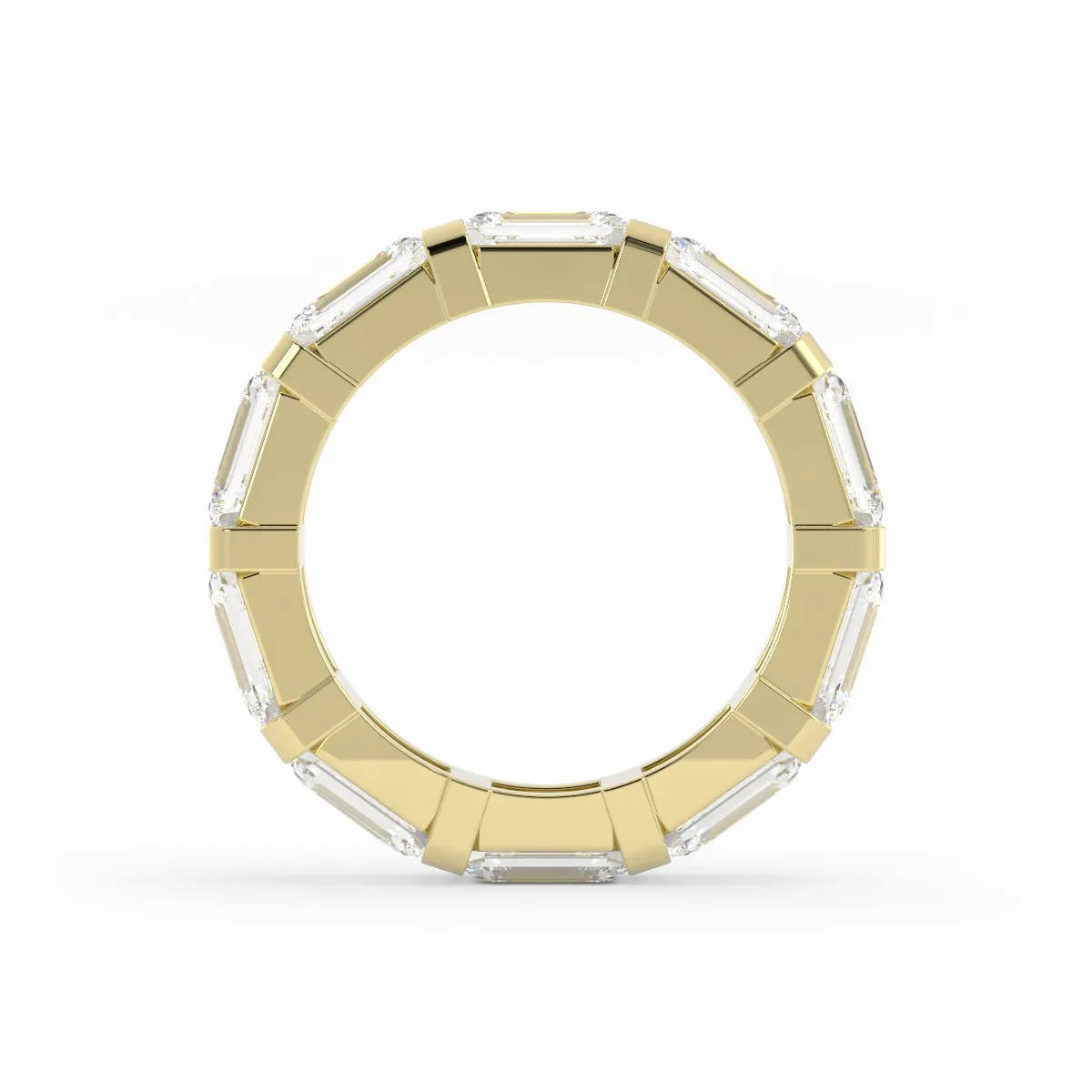 18K Yellow Gold Lab Grown Emerald Cut Eternity 4mm Wedding Band