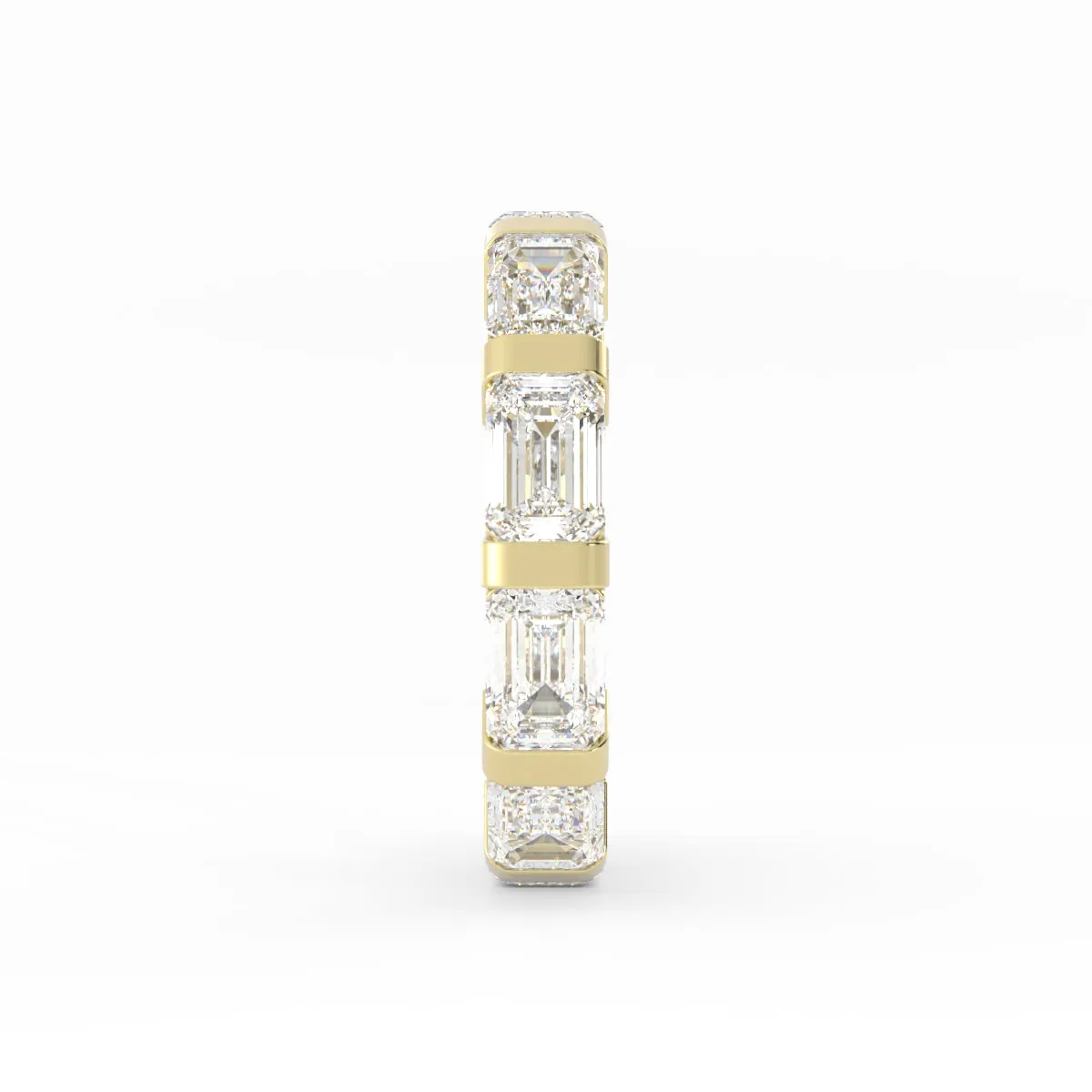 18K Yellow Gold Lab Grown Emerald Cut Eternity 4mm Wedding Band