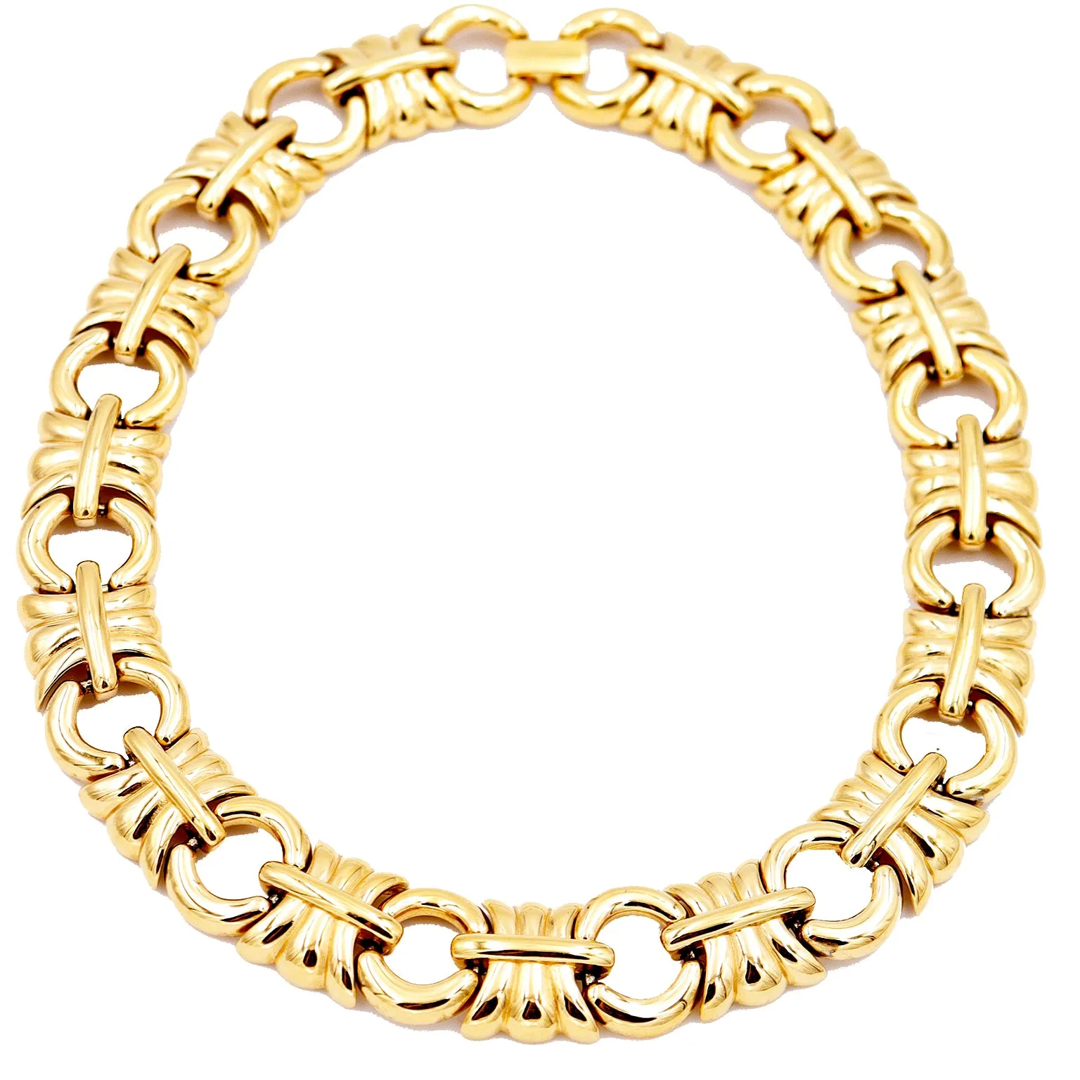 1980s Givenchy Vintage Link Gold Plated Collar Necklace