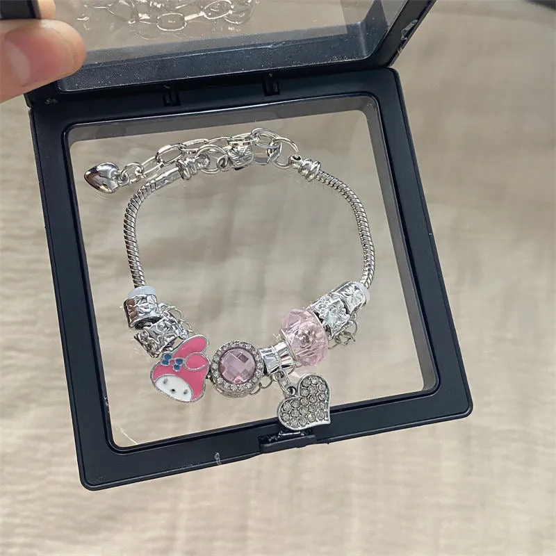 2024 New Starry Dorey, Cinnamon Roll, My Melody, and Hello Kitty Beaded Cartoon Bracelet, Unique DIY Sweet Hand Jewelry for Women
