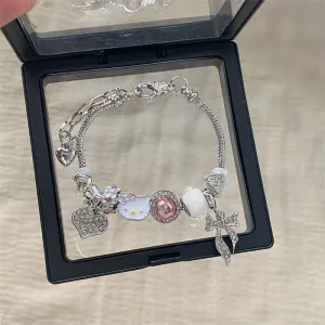 2024 New Starry Dorey, Cinnamon Roll, My Melody, and Hello Kitty Beaded Cartoon Bracelet, Unique DIY Sweet Hand Jewelry for Women