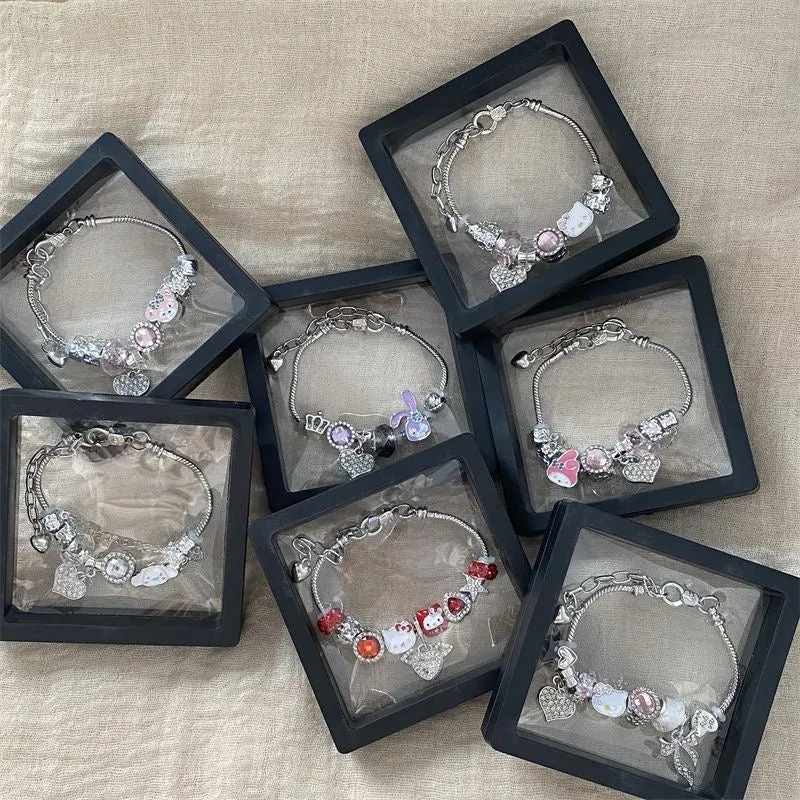 2024 New Starry Dorey, Cinnamon Roll, My Melody, and Hello Kitty Beaded Cartoon Bracelet, Unique DIY Sweet Hand Jewelry for Women