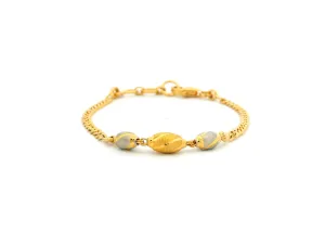 22ct Yellow Gold Children's Bracelet with Diamond-Cut Beads, Rhodium Plate & Lobster Claw Clasp – Charming Gold Bracelet for Kids