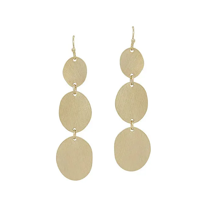 3 Drops Round Satin Metal Earring