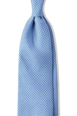 3-Fold Interlocking Chains Printed Silk Tie - Light Blue/White