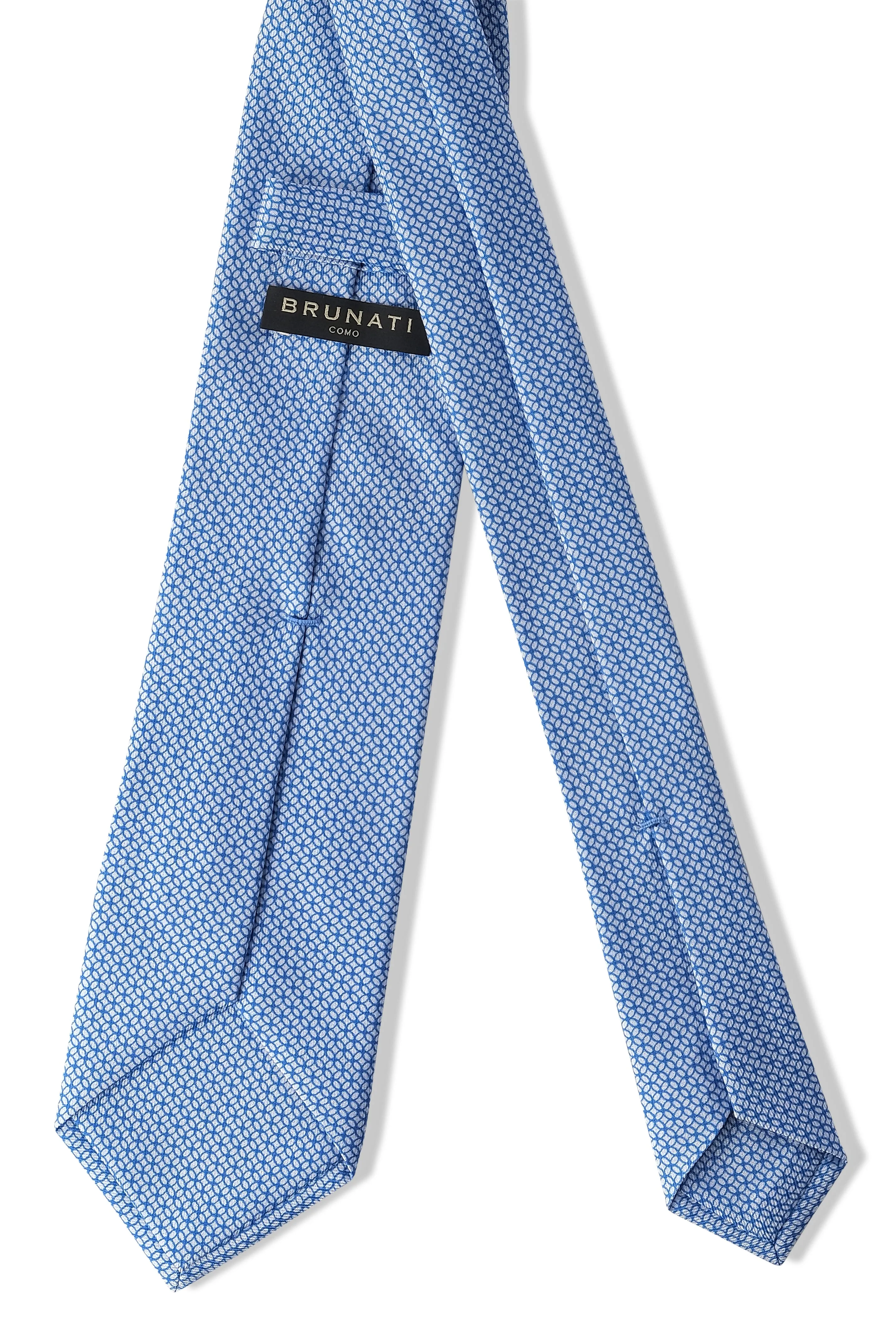 3-Fold Interlocking Chains Printed Silk Tie - Light Blue/White