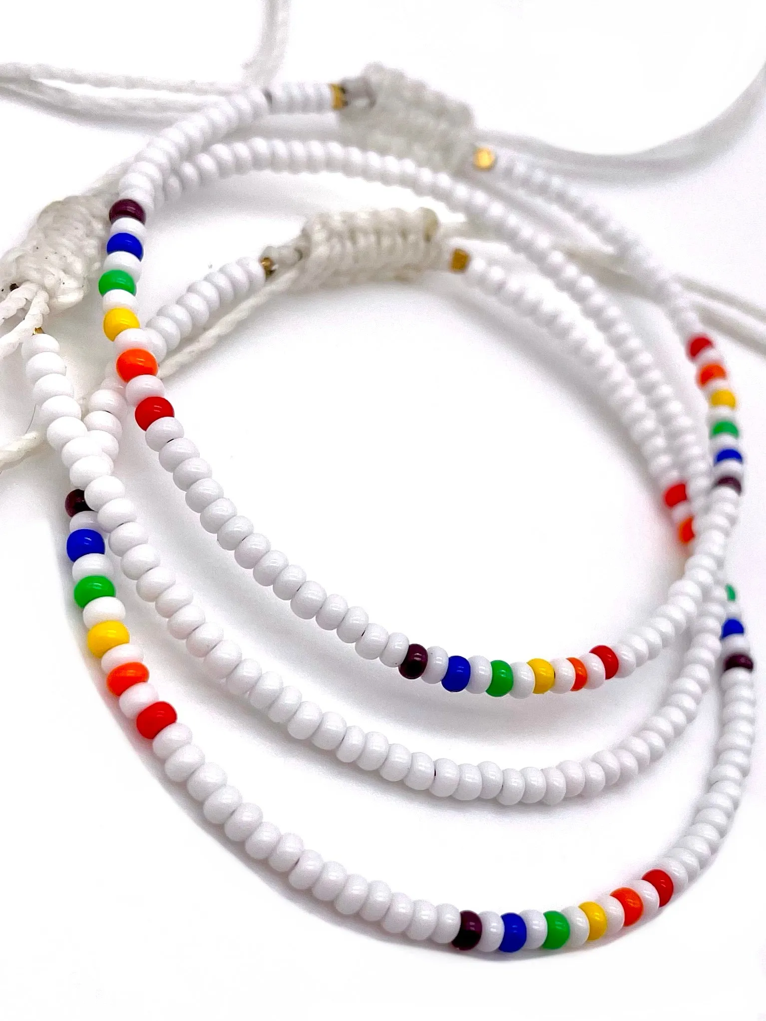 3-PACK White Rainbow 3-PACK Adjustable Bracelets