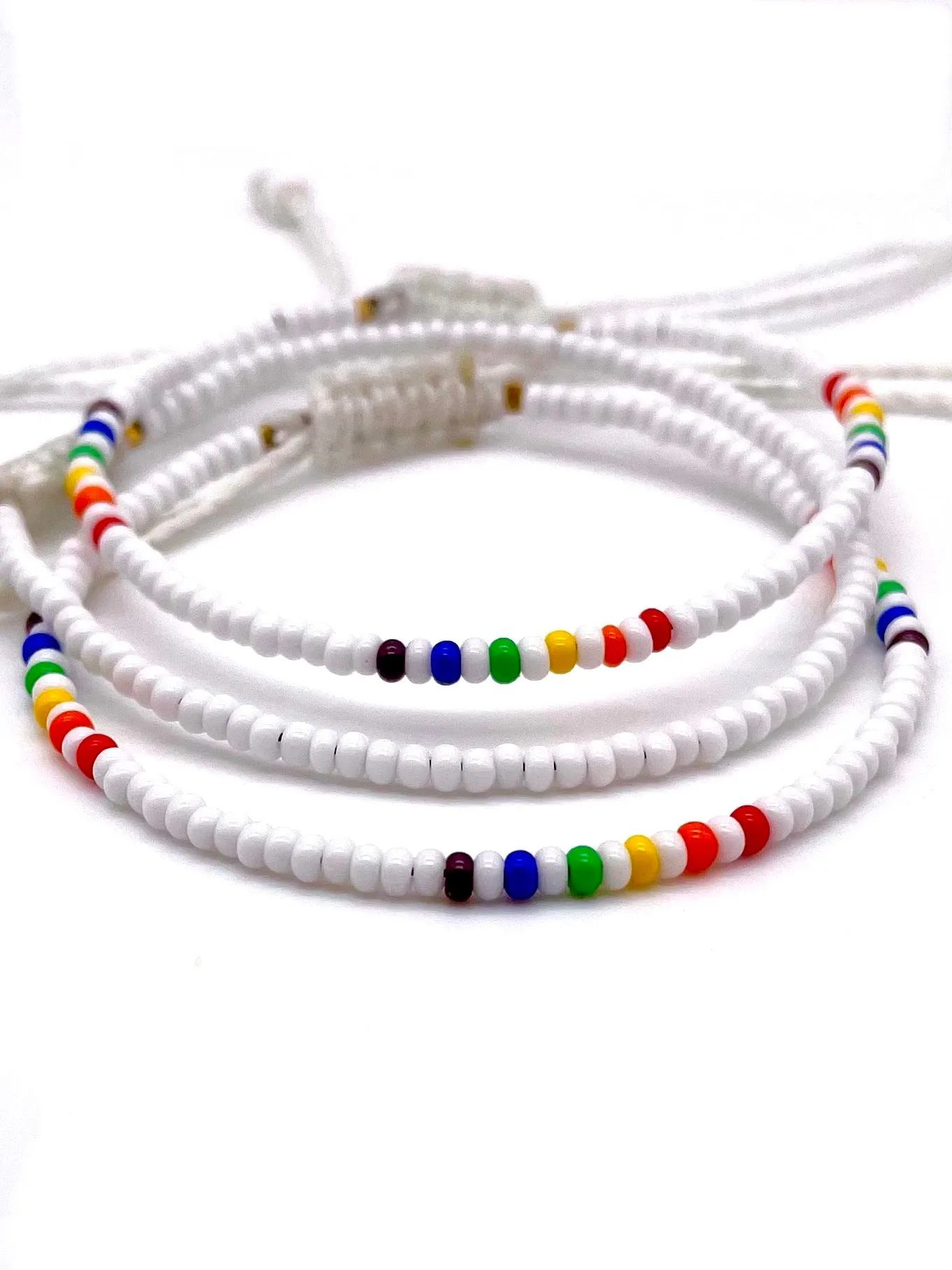 3-PACK White Rainbow 3-PACK Adjustable Bracelets