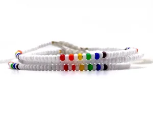 3-PACK White Rainbow 3-PACK Adjustable Bracelets