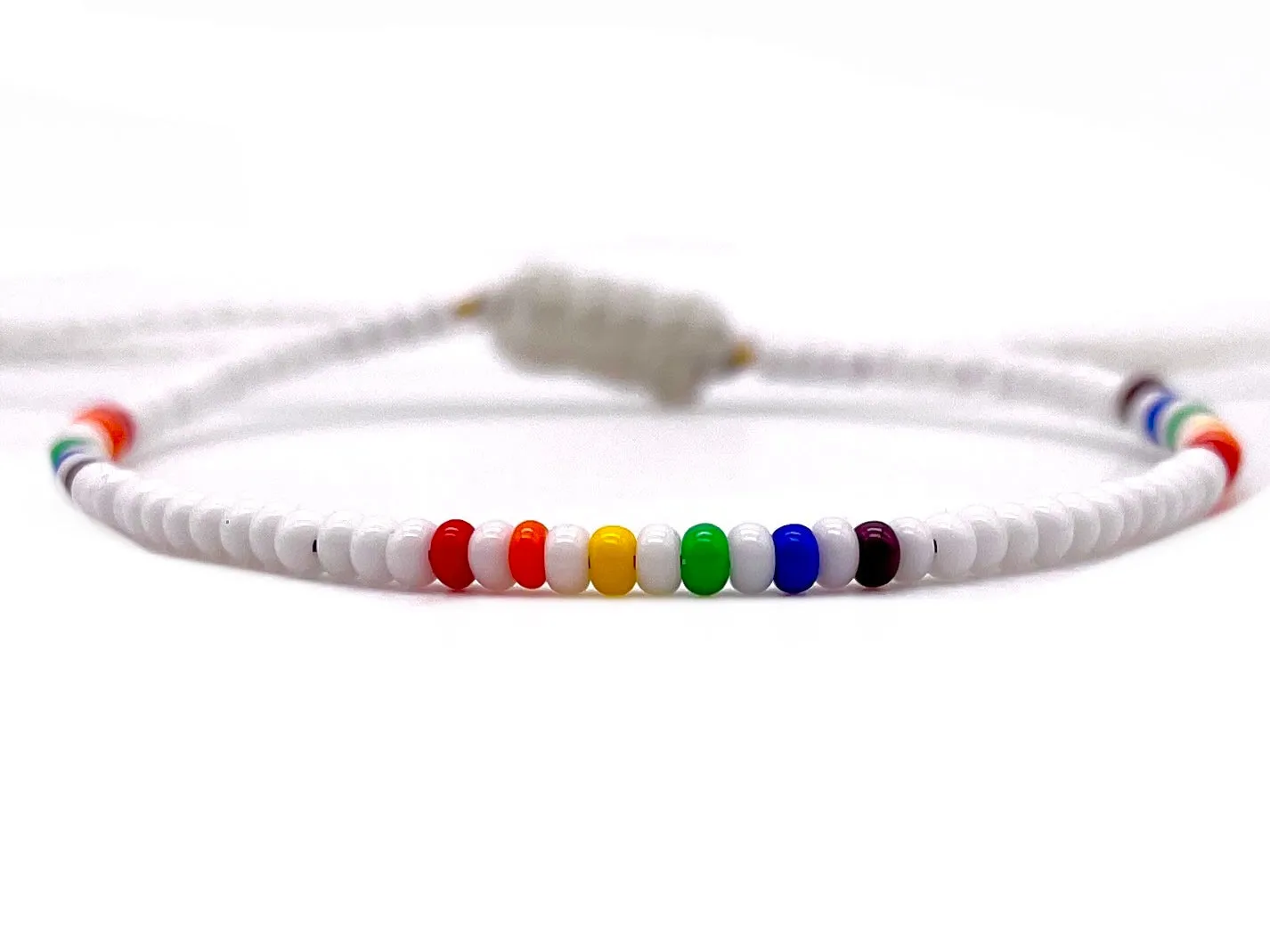 3-PACK White Rainbow 3-PACK Adjustable Bracelets