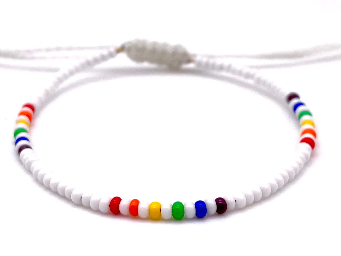 3-PACK White Rainbow 3-PACK Adjustable Bracelets