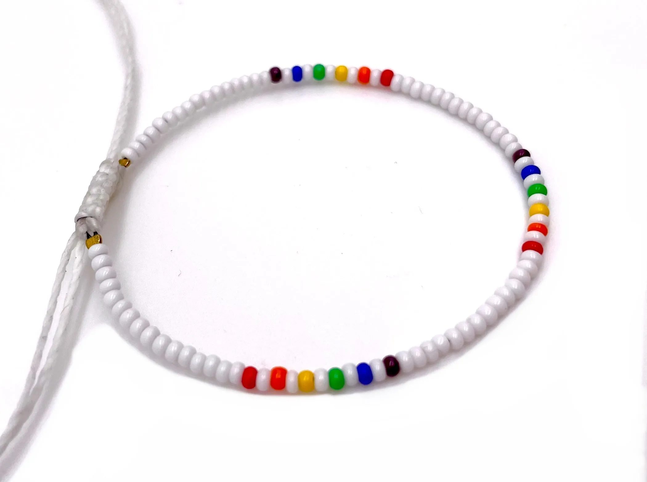 3-PACK White Rainbow 3-PACK Adjustable Bracelets
