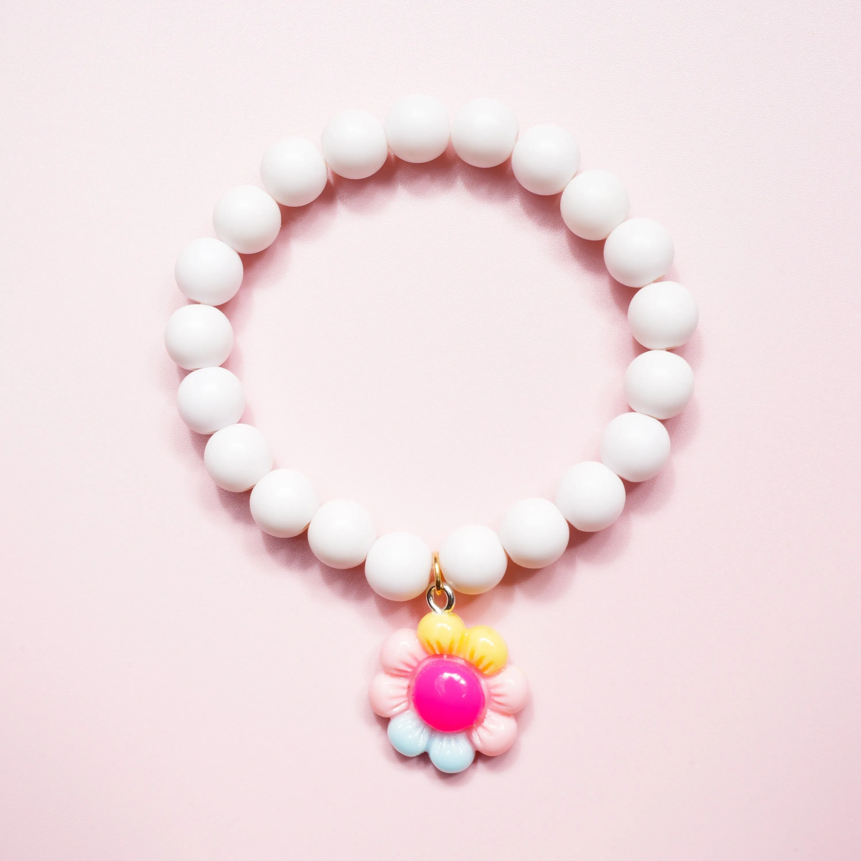 3pcs Girls Cute Cartoon Colorful Beaded Bracelets With Unicorn Rainbow Flower Pendant