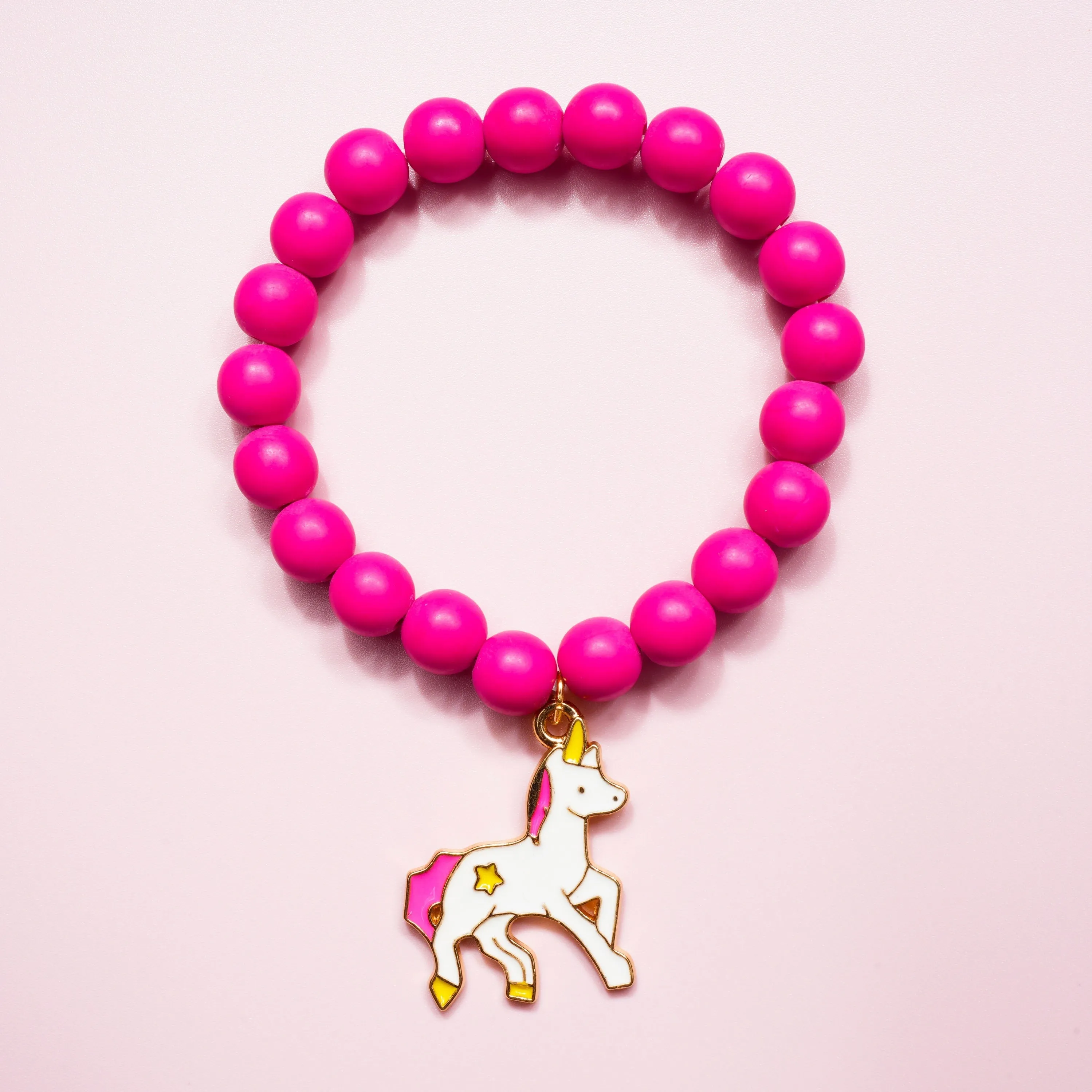 3pcs Girls Cute Cartoon Colorful Beaded Bracelets With Unicorn Rainbow Flower Pendant