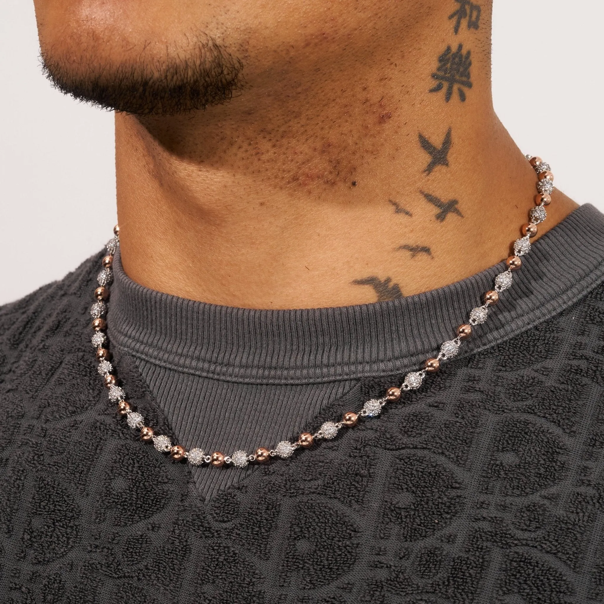 5mm ICED BALL CHAIN - TWO TONE