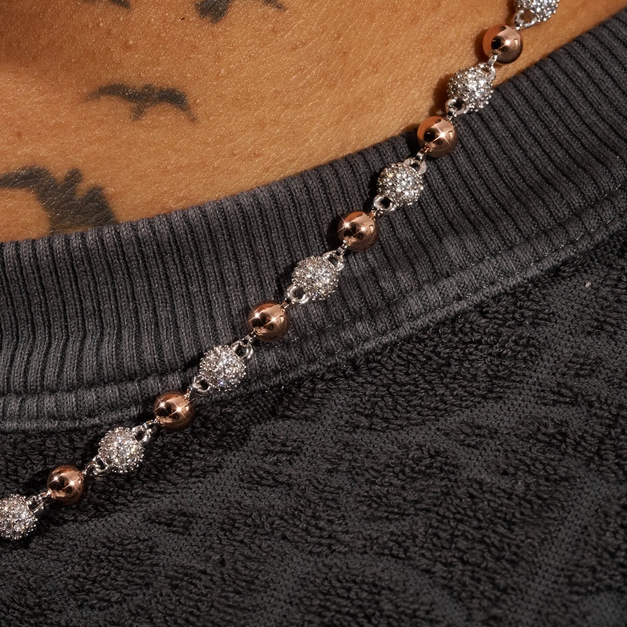 5mm ICED BALL CHAIN - TWO TONE