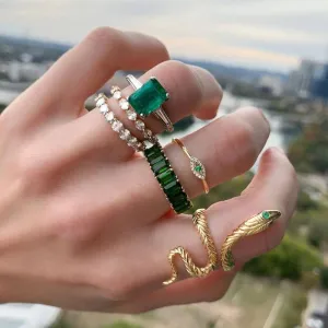 6pcs/sets Luxury Rhinestone Sanke Joint Ring Sets