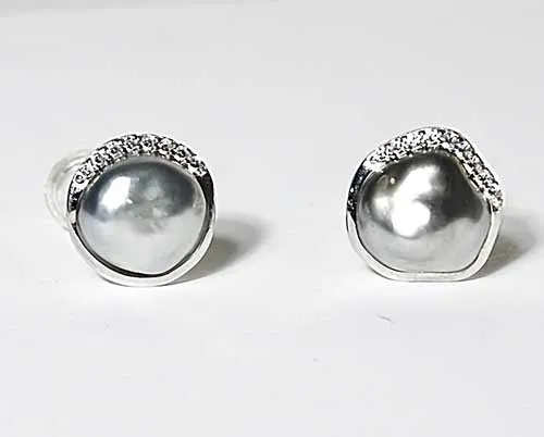 8.5mm Tahitian Keshi Pearl Stud Earrings