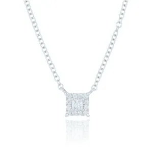 9ct White Gold 0.14ct Diamond Cluster Necklace