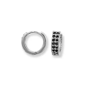 Acotis Silver Earrings Hinged Black Zirconia G5218BK