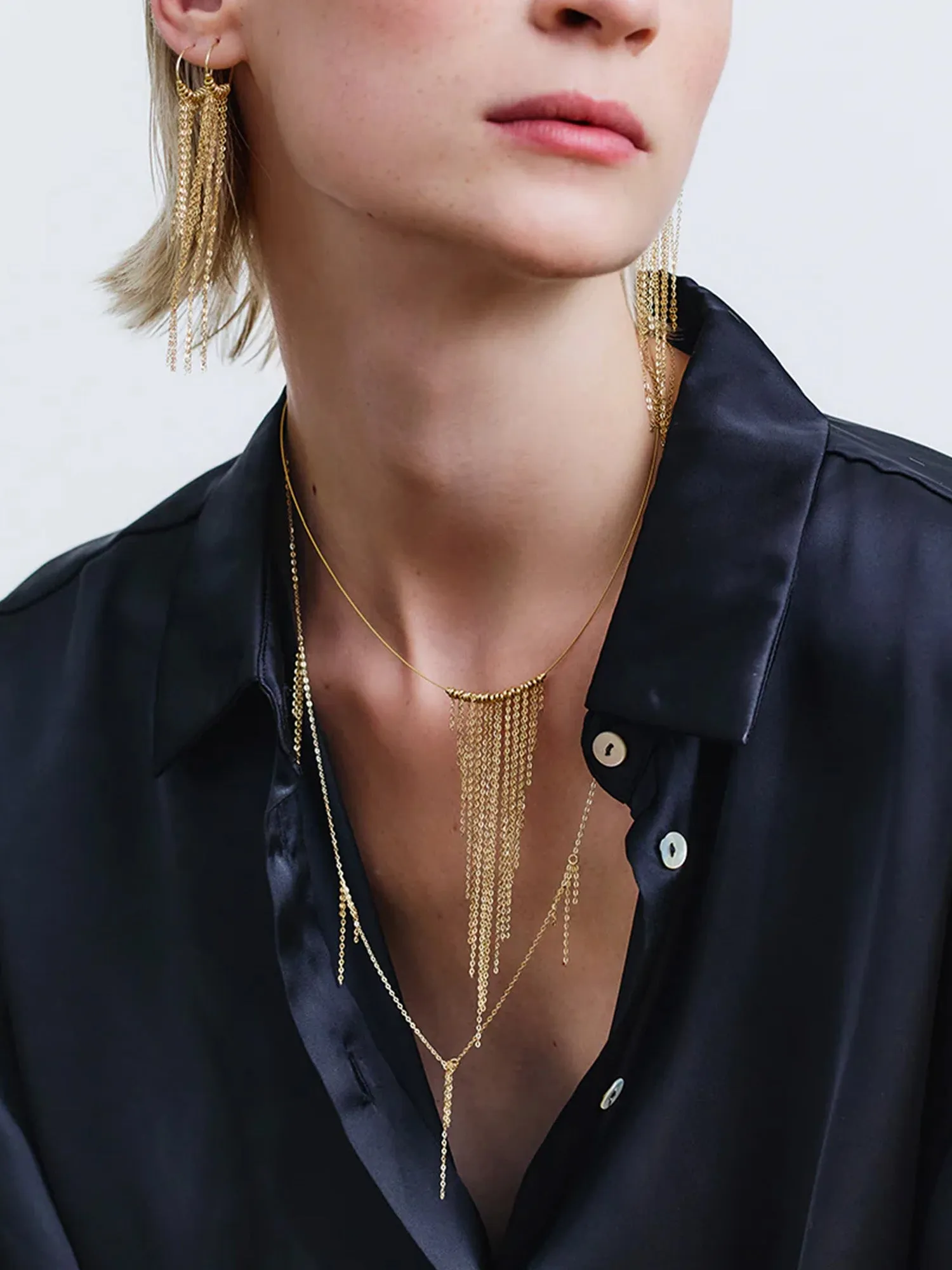 Alisia Short Necklace with Fringed Chains