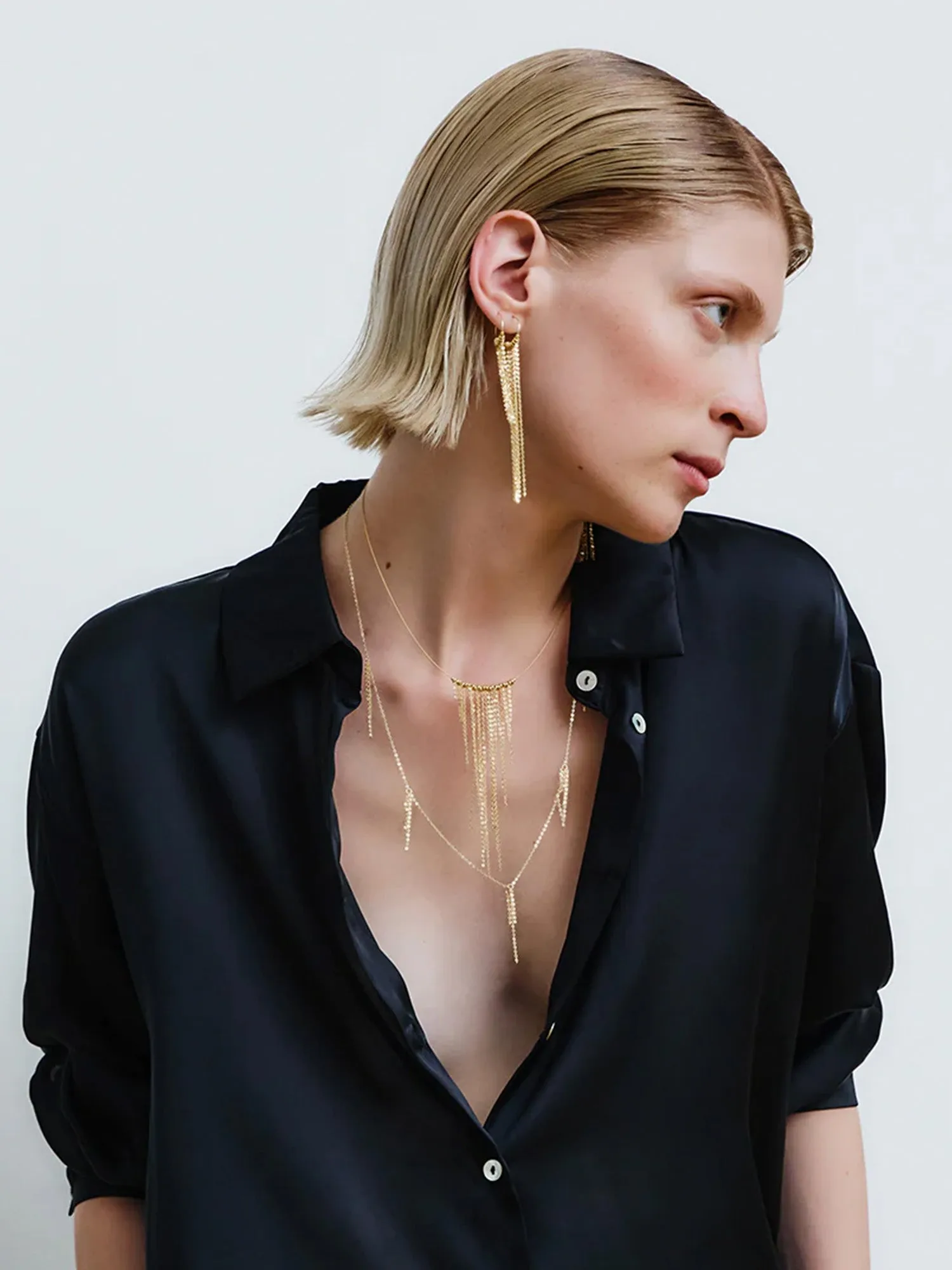 Alisia Short Necklace with Fringed Chains