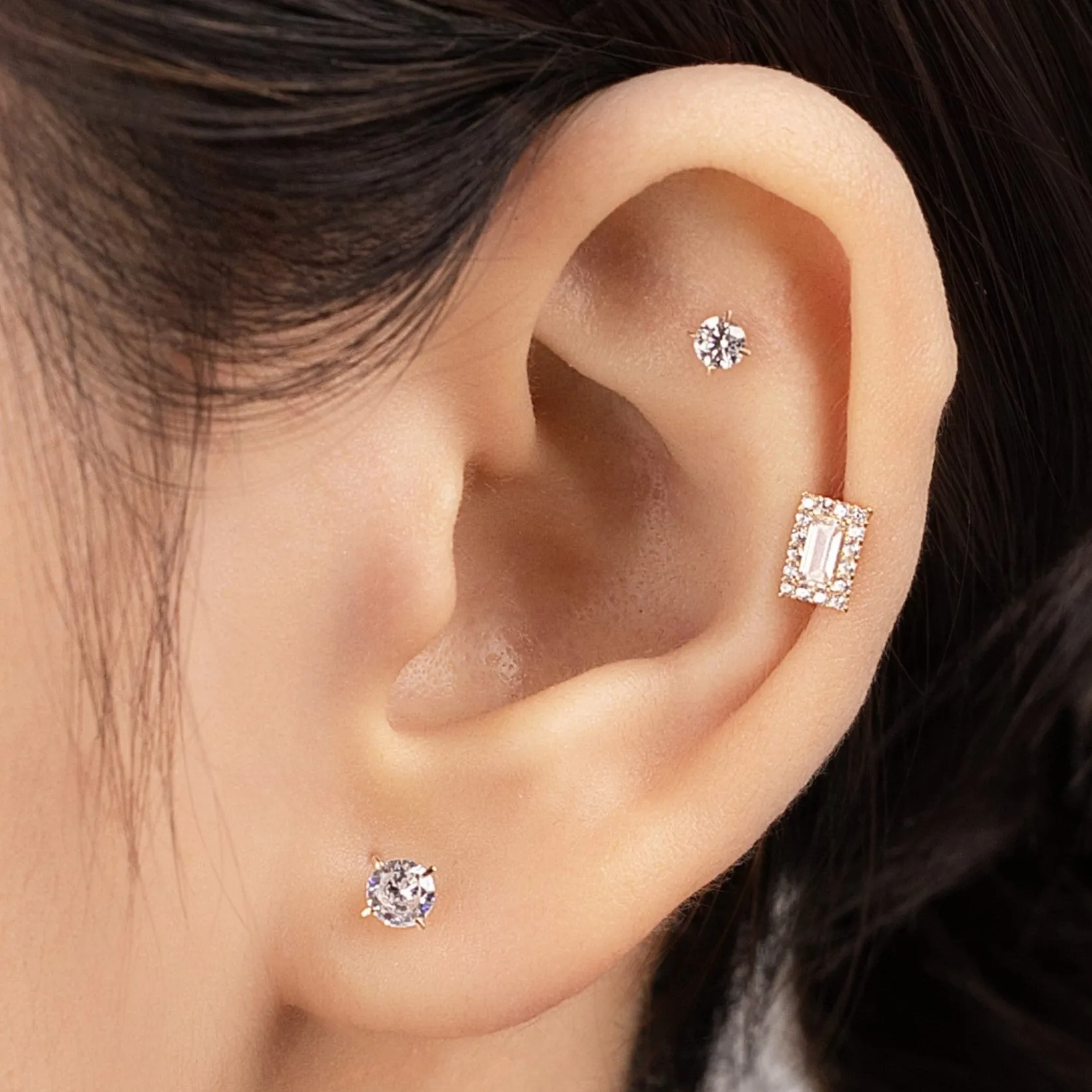 Alva Piercing in Yellow Gold with Cubic Zirconia