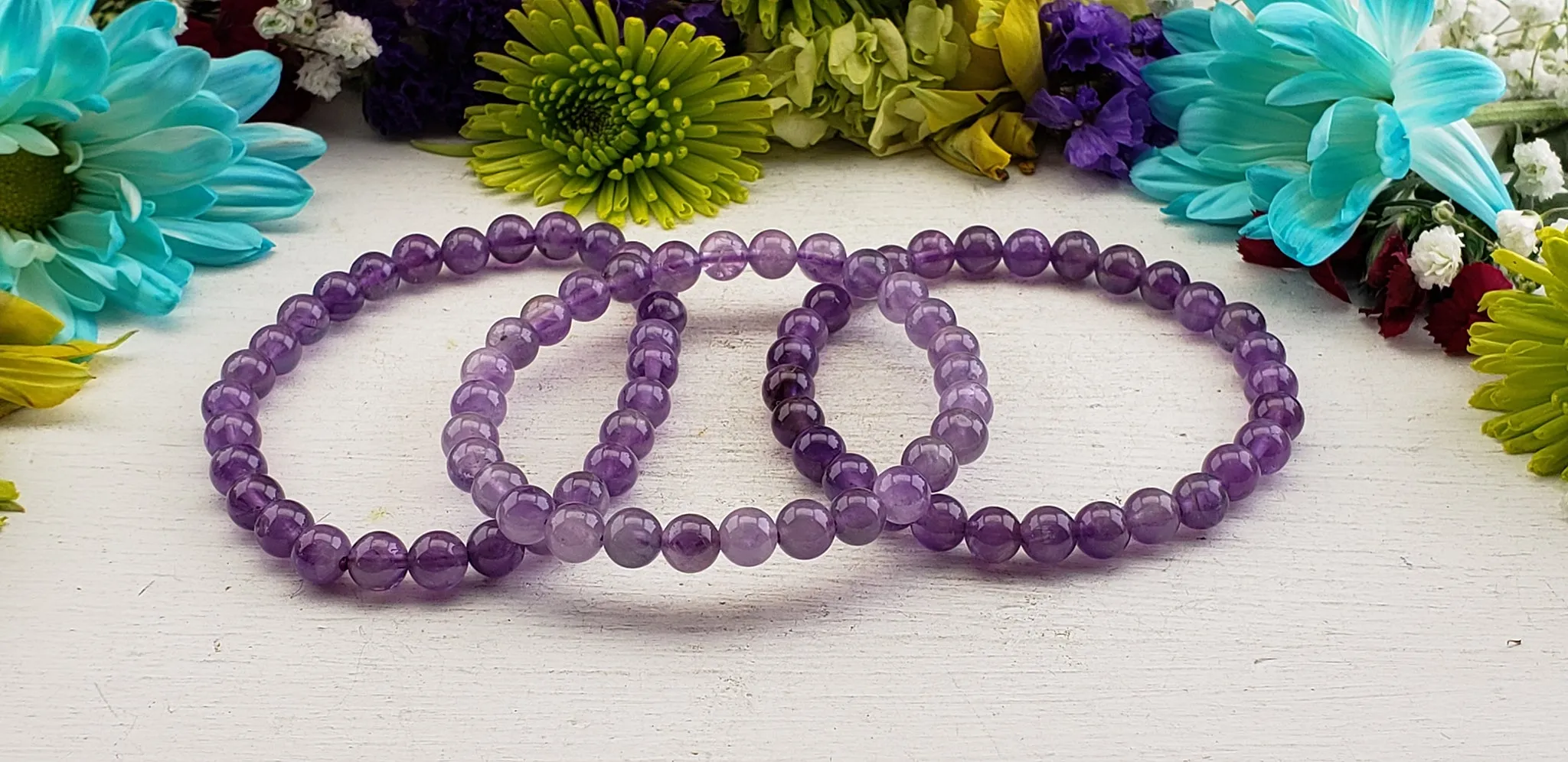 Amethyst Natural Gemstone 6-8mm Bead Bracelet