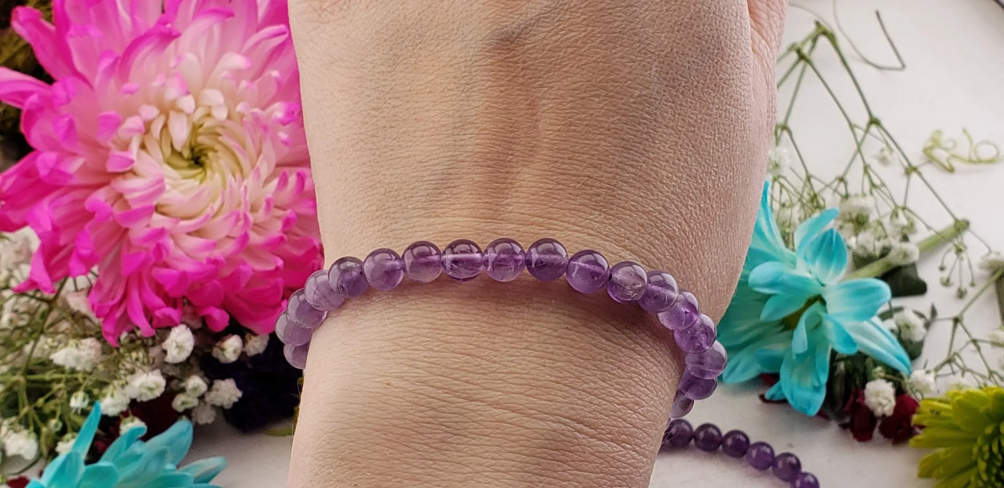 Amethyst Natural Gemstone 6-8mm Bead Bracelet