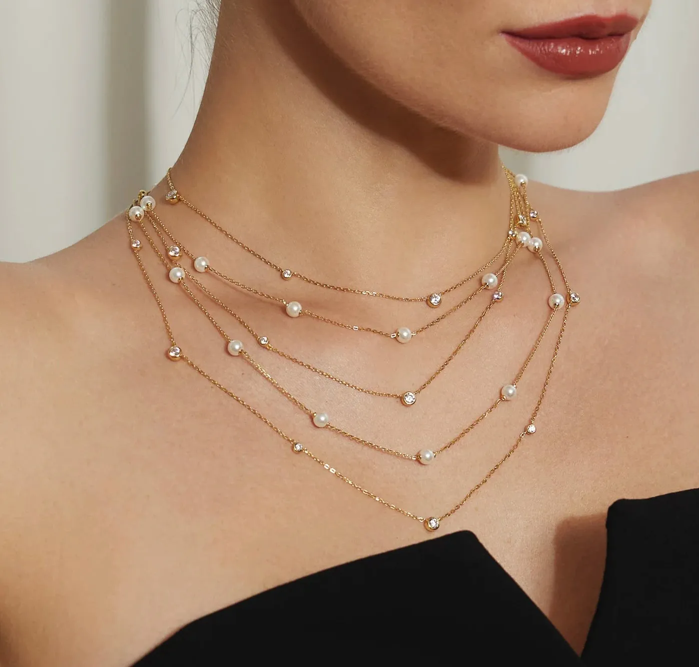 Ania Haie Gold Bezel Cubic Zirconia Station Necklace
