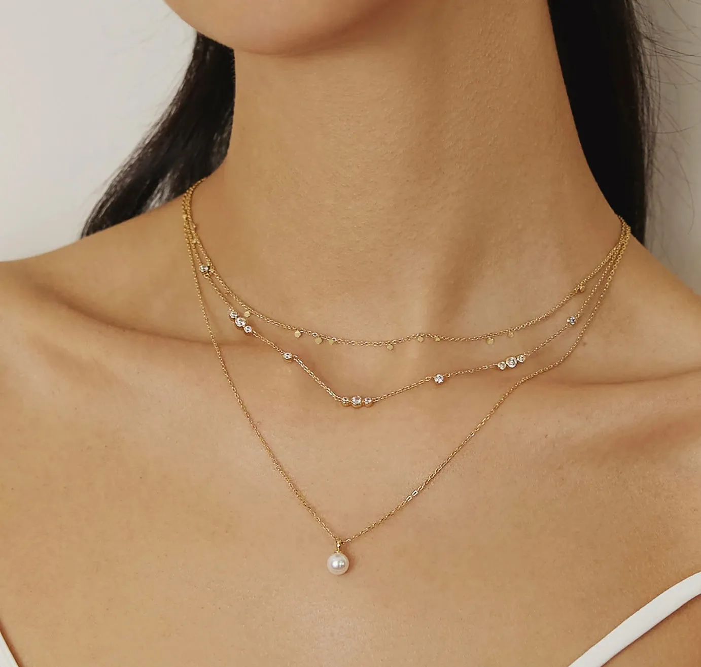 Ania Haie Gold Sparkling Bezel Cubic Zirconia Station Necklace