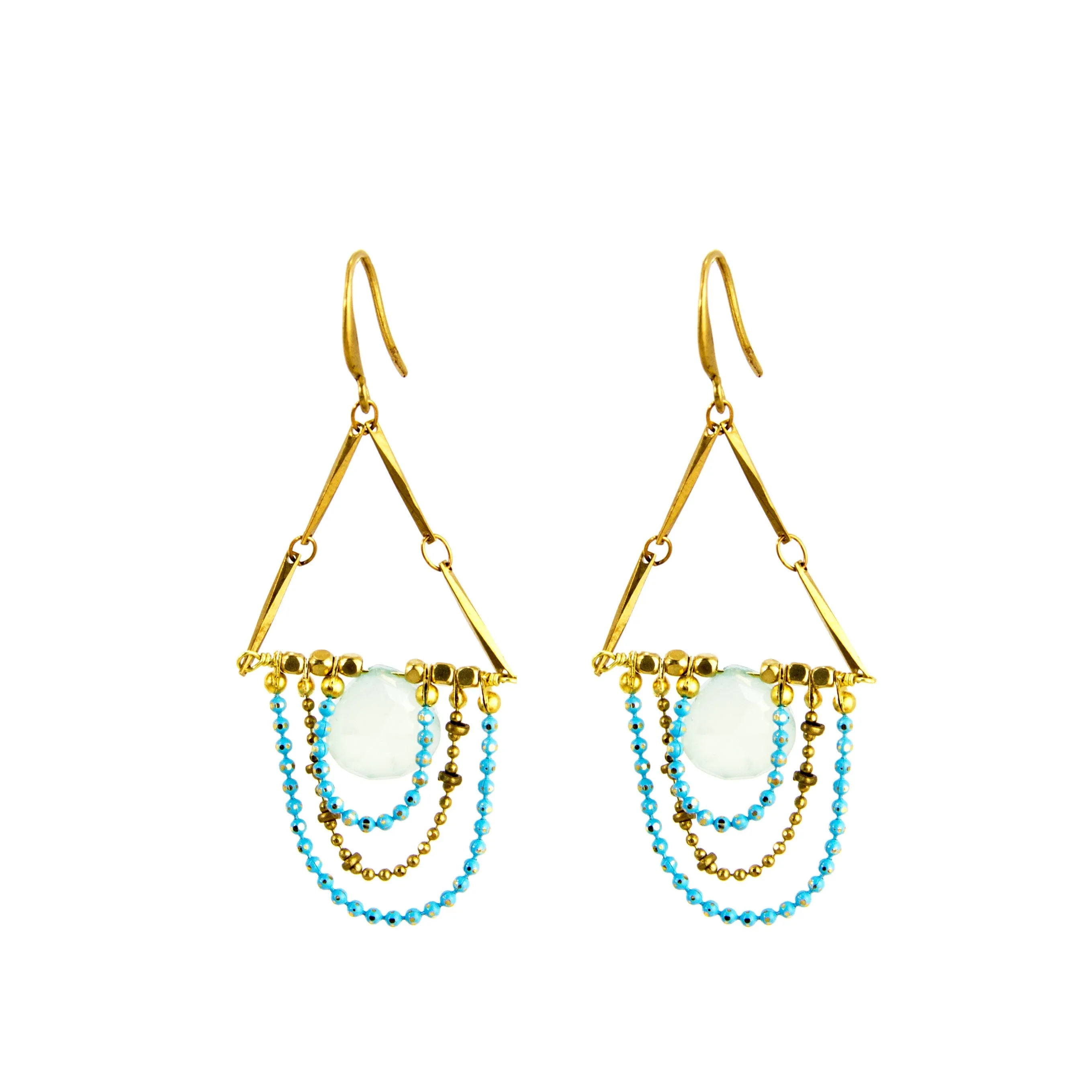 Aqua Chalcedony Drape Earrings