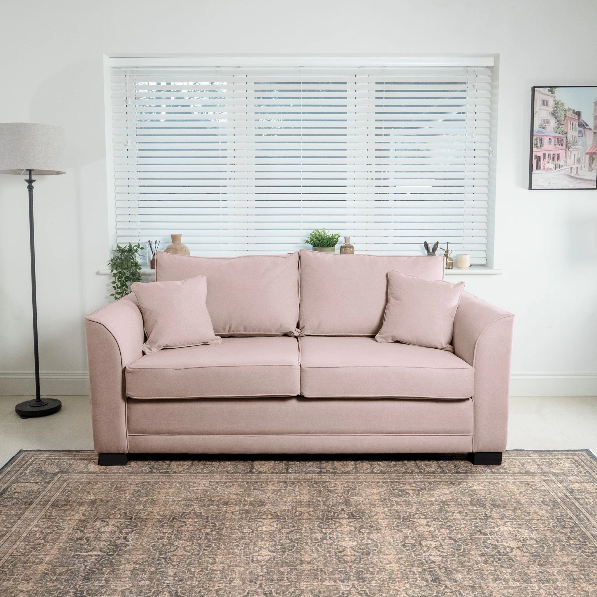 Ardley 3 Seat Sofa Bed in Dusky Pink