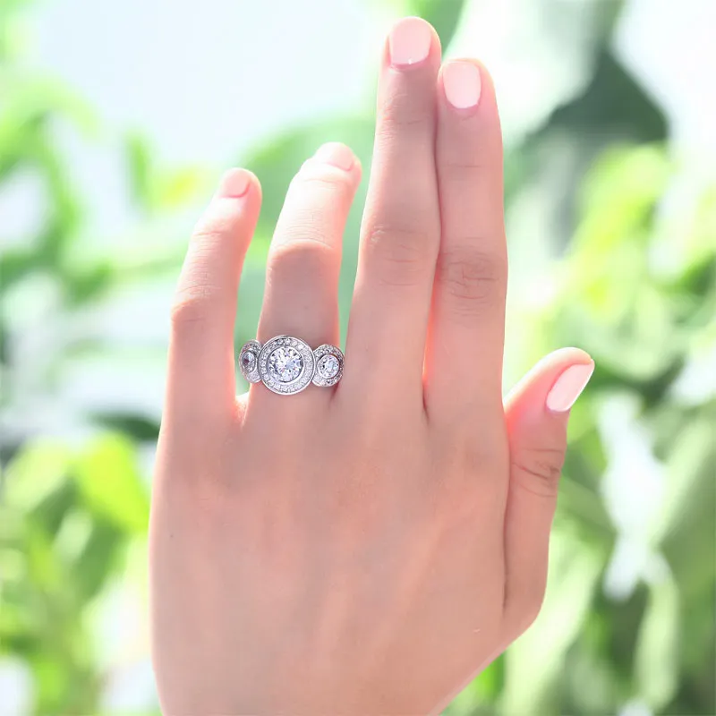 Art Deco 2.5 Carat Created Diamond Solid 925 Sterling Silver Wedding Engagement Ring XFR8089