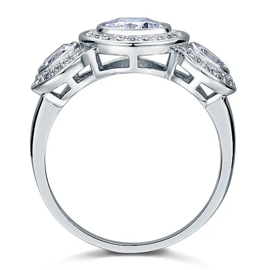 Art Deco 2.5 Carat Created Diamond Solid 925 Sterling Silver Wedding Engagement Ring XFR8089