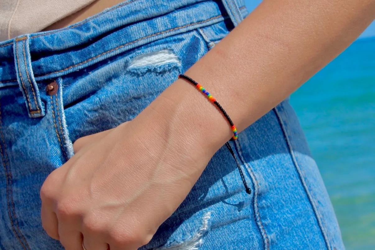 Aztec Black Single Strand Adjustable Bracelet